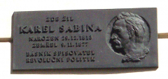 Pamětní deska Karla Sabiny v Praze