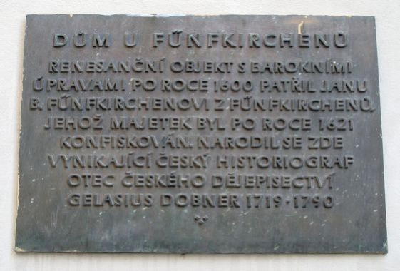 Pamětní deska Gelasia Dobnera v Praze 