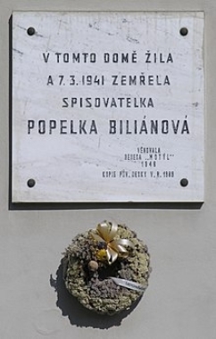 Pamětní deska Popelky Biliánové v Praze