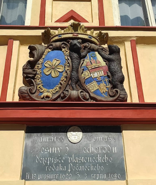 Pamětní deska Tomáše Jana Pešiny z Čechorodu v Počátkách 