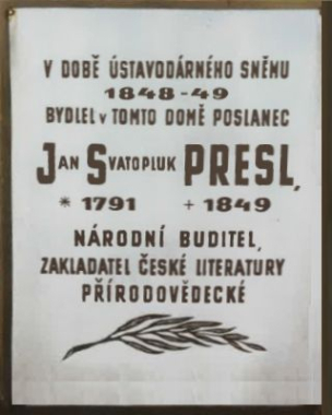Pamětní deska Jana Svatopluka Presla v Kroměříži