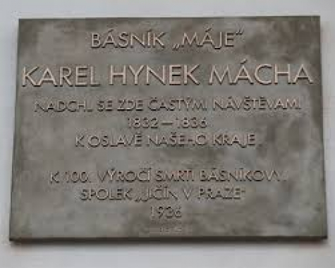 Pamětní deska Karla Hynka Máchy na Valdštejnské lodžii u Jičína