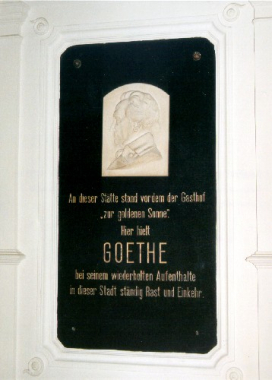 Pamětní deska Johanna Wolfganga von Goetha v Chebu