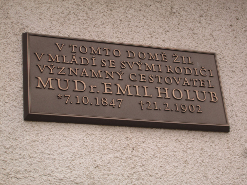 Pamětní deska Emila Holuba v Pátku nad Ohří