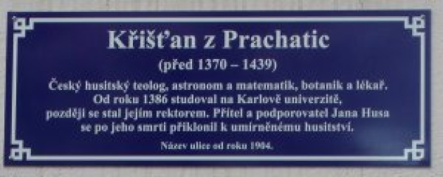 Informační tabule Křišťana z Prachatic  v Praze